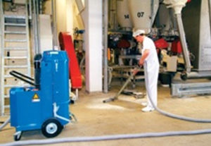 Industrial Vacuums cleaning in a bakery corn mill animal food flour silo